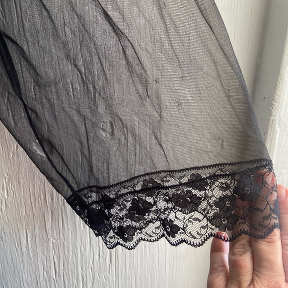 Vintage Annique by Rosa black satin three piece lounge nightwear set ladies med - Picture 13 of 15